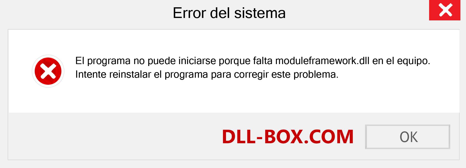 ¿Falta el archivo moduleframework.dll ?. Descargar para Windows 7, 8, 10 - Corregir moduleframework dll Missing Error en Windows, fotos, imágenes