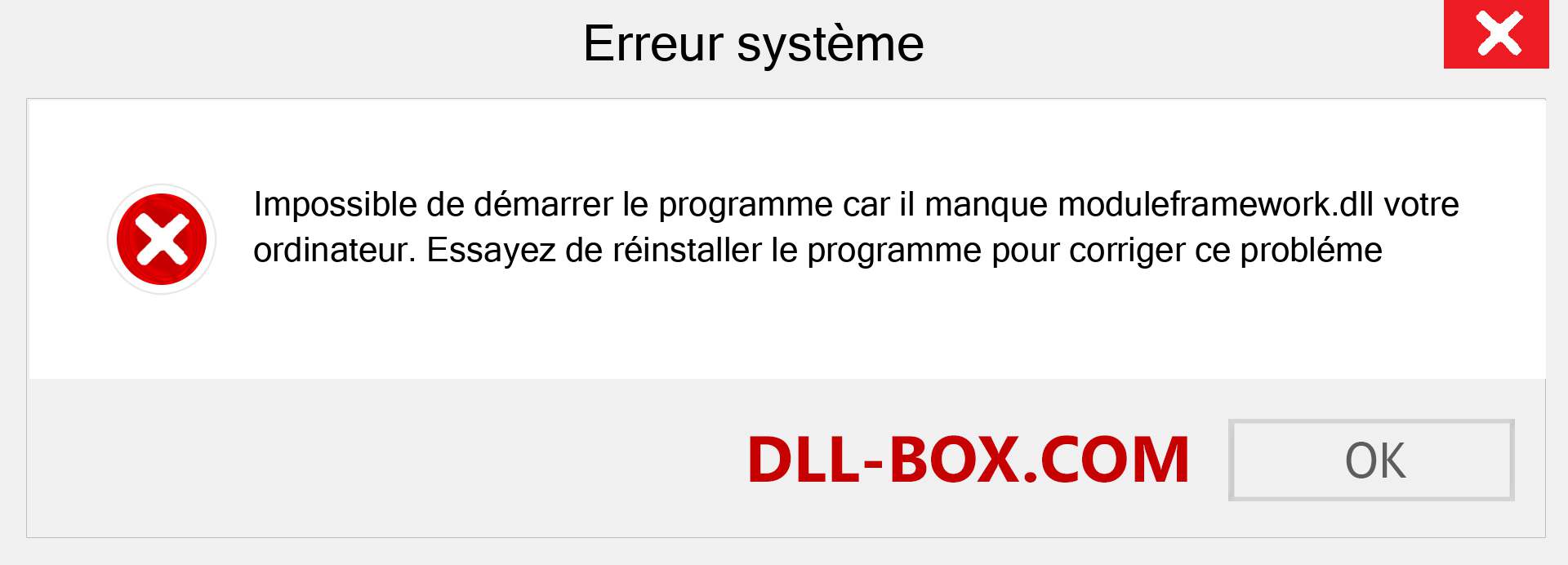 Le fichier moduleframework.dll est manquant ?. Télécharger pour Windows 7, 8, 10 - Correction de l'erreur manquante moduleframework dll sur Windows, photos, images